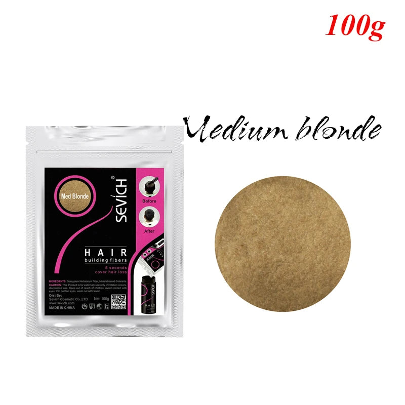 Sevich 10 Color Hair Fibers Keratin Hair Loss Building Fiber 25g/100g Hair Loss Concealer Instant Wig Regrowth Powders Black