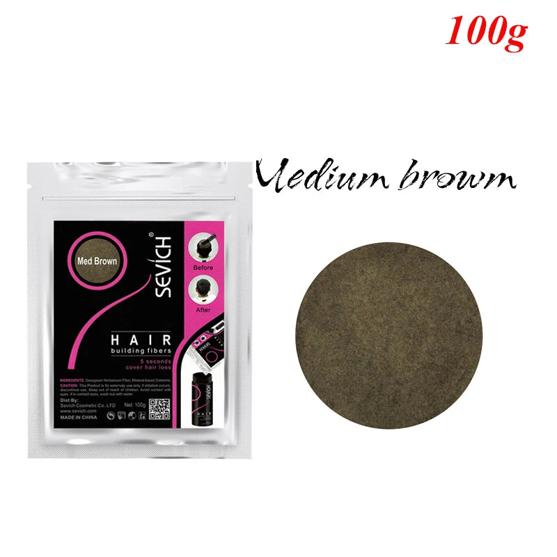 Sevich 10 Color Hair Fibers Keratin Hair Loss Building Fiber 25g/100g Hair Loss Concealer Instant Wig Regrowth Powders Black