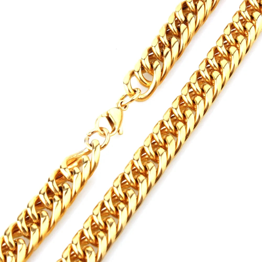 Heavy 16/20mm Gold Color Cuban Curb Link Chain Stainless Steel Necklace Mens Gift Custom Size 7-40inch