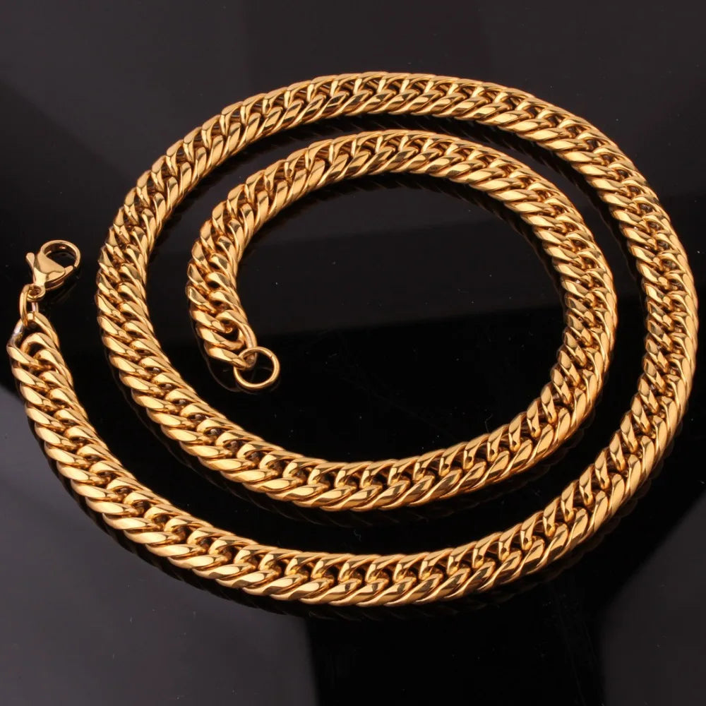Heavy 16/20mm Gold Color Cuban Curb Link Chain Stainless Steel Necklace Mens Gift Custom Size 7-40inch