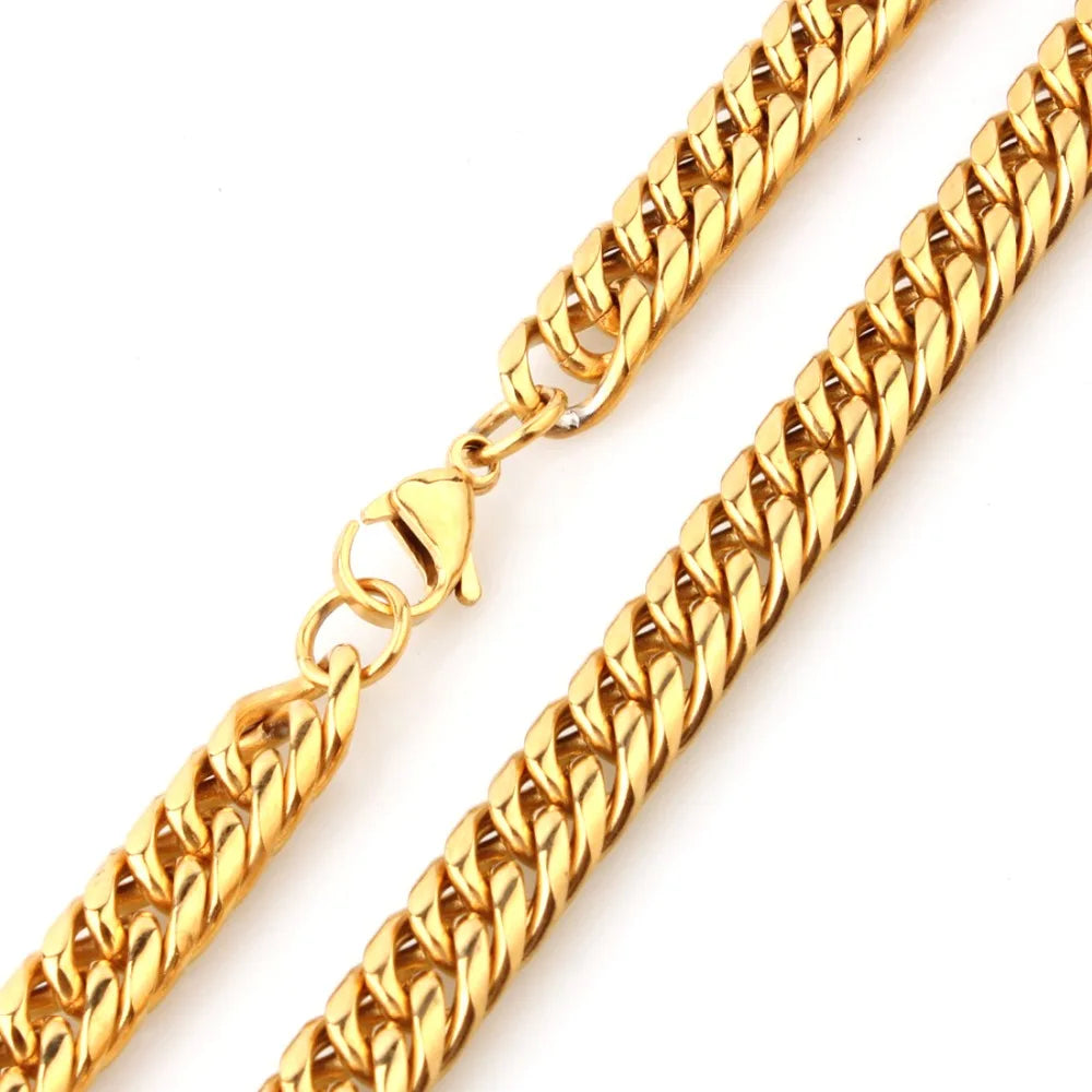 Heavy 16/20mm Gold Color Cuban Curb Link Chain Stainless Steel Necklace Mens Gift Custom Size 7-40inch