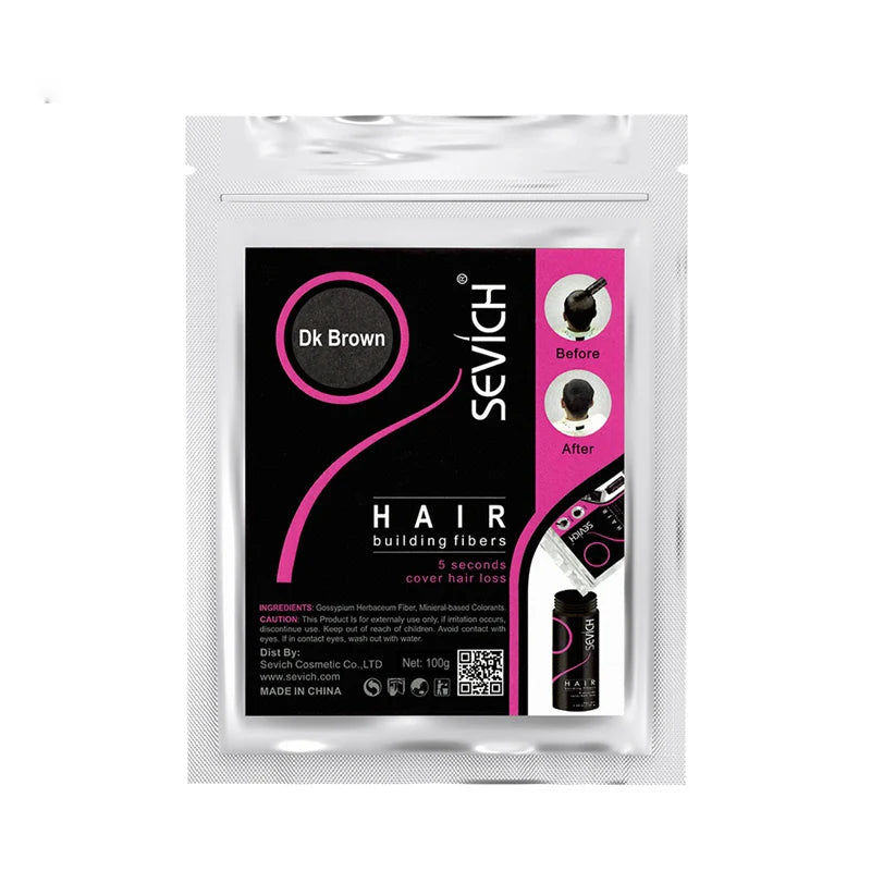 Sevich 10 Color Hair Fibers Keratin Hair Loss Building Fiber 25g/100g Hair Loss Concealer Instant Wig Regrowth Powders Black