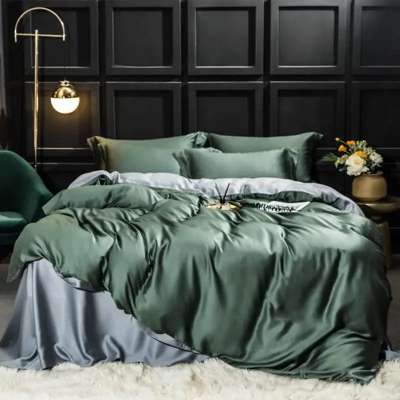 Duvet cover with Bue and Pink 2 color Fresh Simple style Bedding Set Queen King size High Thread Count Long Staple Bed sheet set