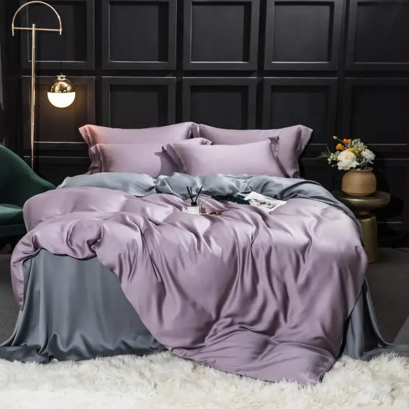 Duvet cover with Bue and Pink 2 color Fresh Simple style Bedding Set Queen King size High Thread Count Long Staple Bed sheet set