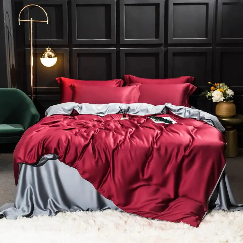 Duvet cover with Bue and Pink 2 color Fresh Simple style Bedding Set Queen King size High Thread Count Long Staple Bed sheet set