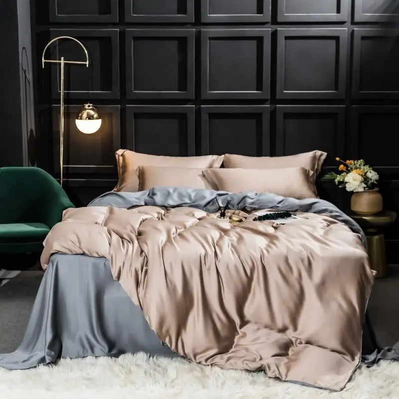 Duvet cover with Bue and Pink 2 color Fresh Simple style Bedding Set Queen King size High Thread Count Long Staple Bed sheet set
