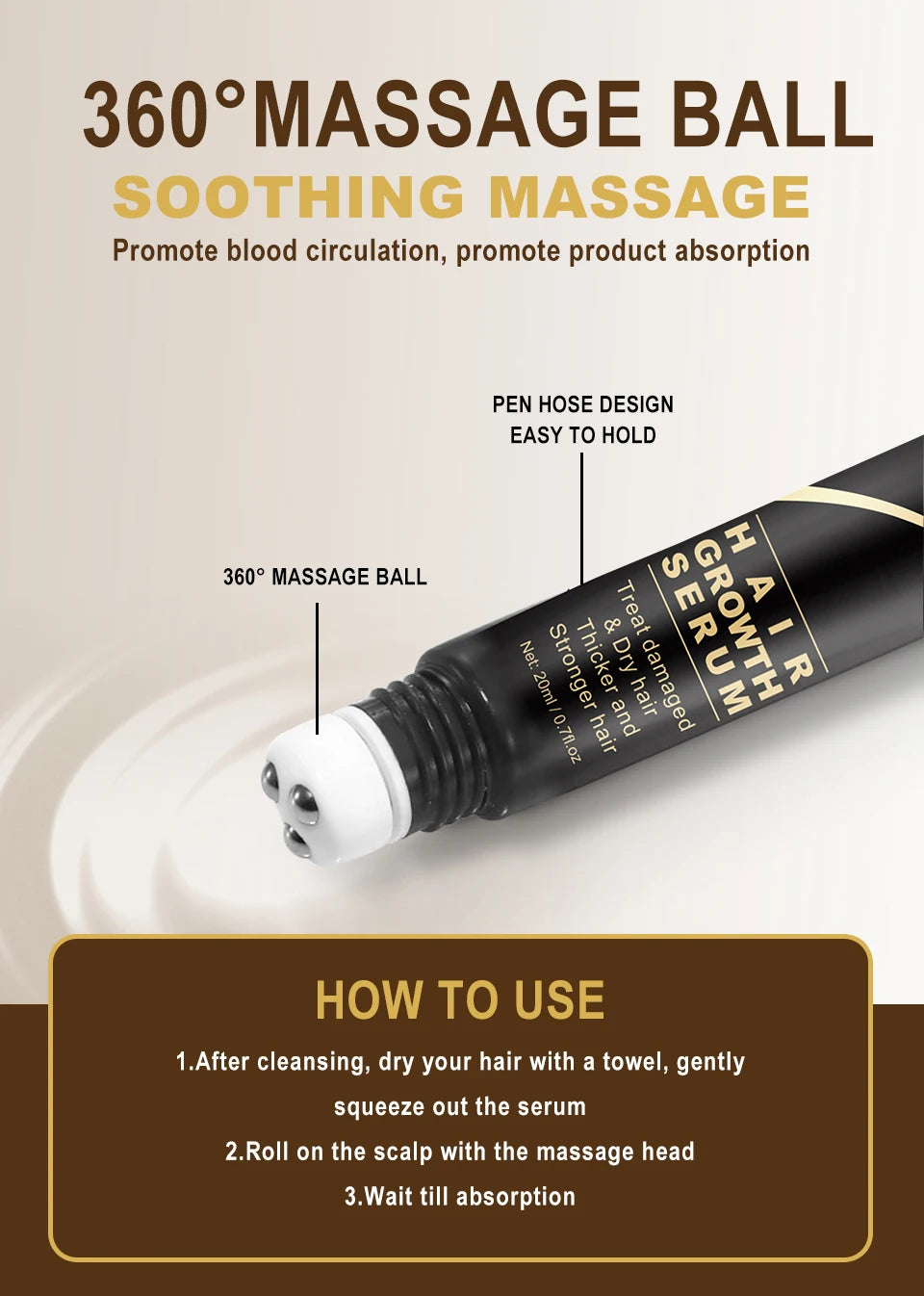 Sevich Herbal Fast Hair Growth Oil With Massage Roller 20ml Hair Loss Treatment Ginger Extract Growing Serum Hair Loss Products