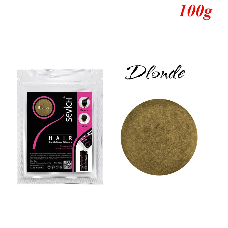 Sevich 10 Color Hair Fibers Keratin Hair Loss Building Fiber 25g/100g Hair Loss Concealer Instant Wig Regrowth Powders Black