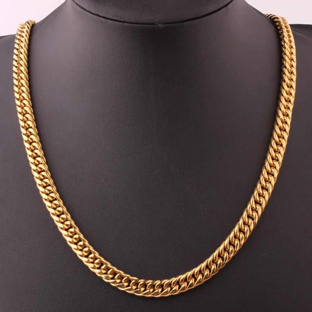 Heavy 16/20mm Gold Color Cuban Curb Link Chain Stainless Steel Necklace Mens Gift Custom Size 7-40inch