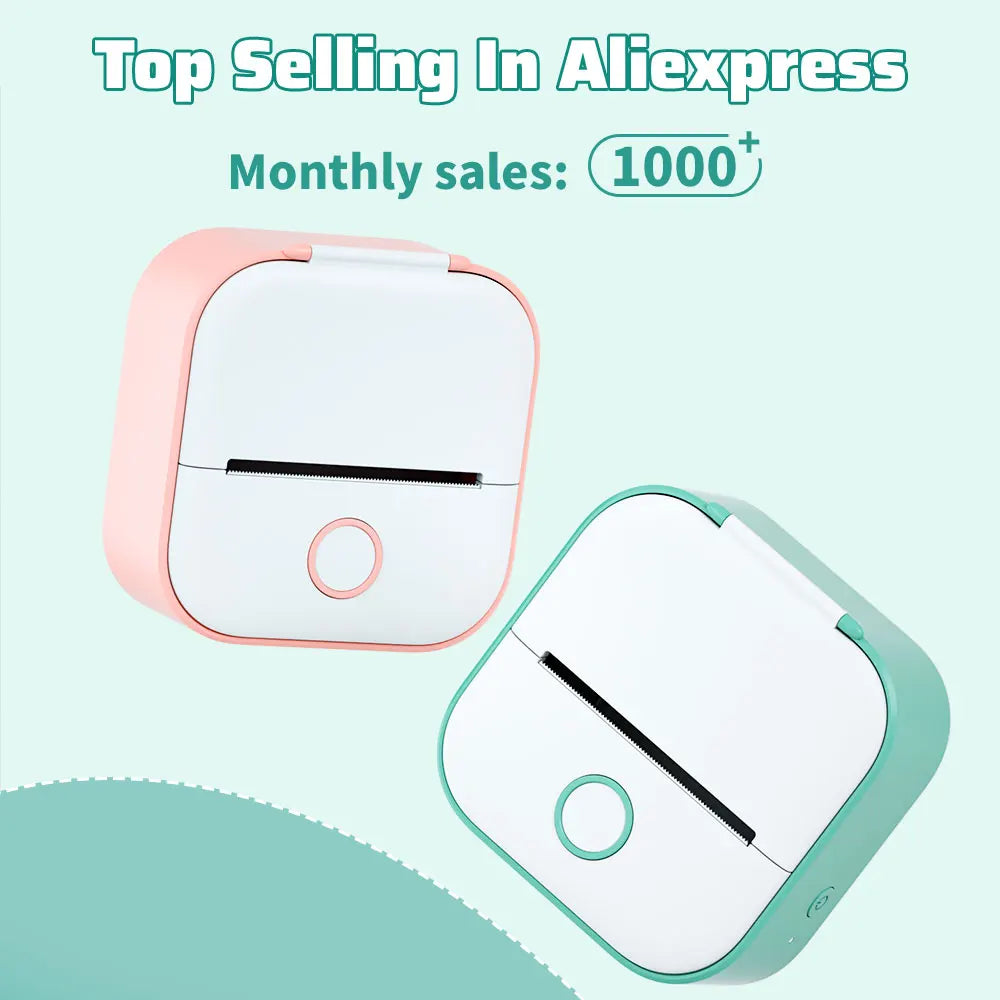 Solid T02 Portable Mini Wireless Thermal Pocket Printer Self-adhesive Stickers Use for DIY Journal Sticker Impresora Portátil