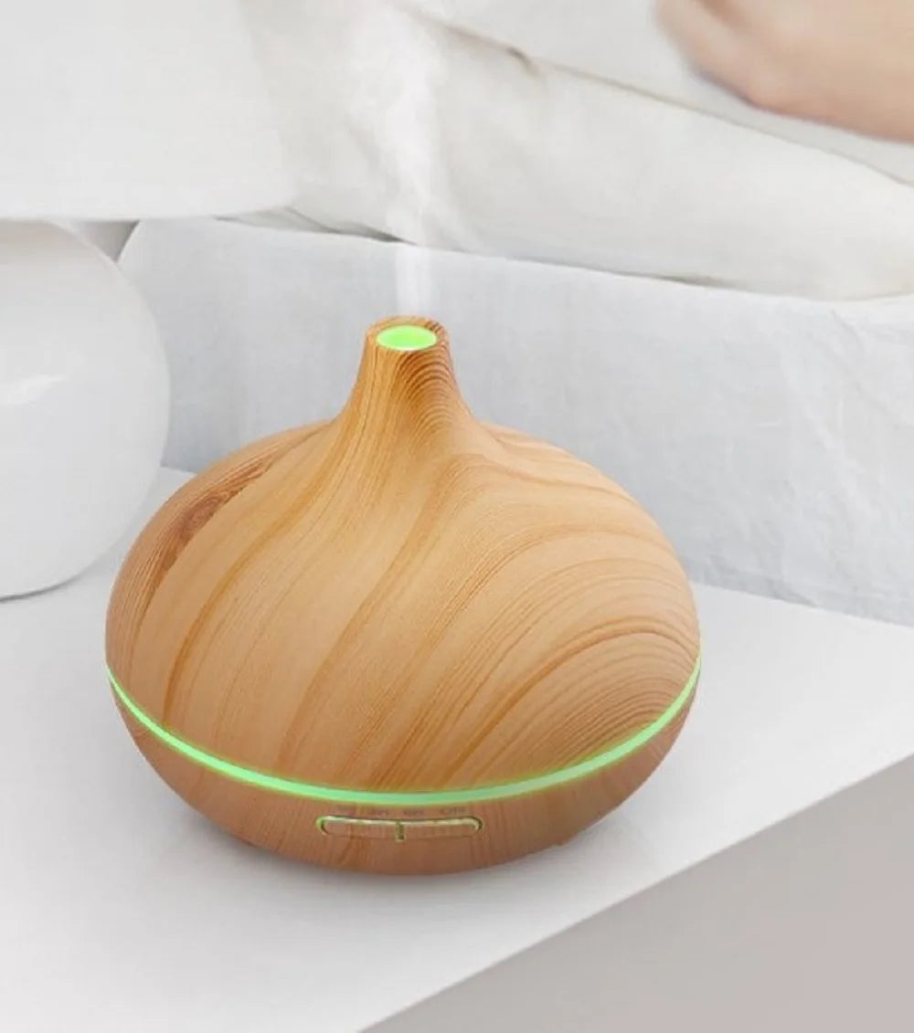 4 in 1 Air Humidifier with Starry Projector Aromatherapy Diffuser & Flame Effect, USB Rotate Projection Light Mist Maker Fogger