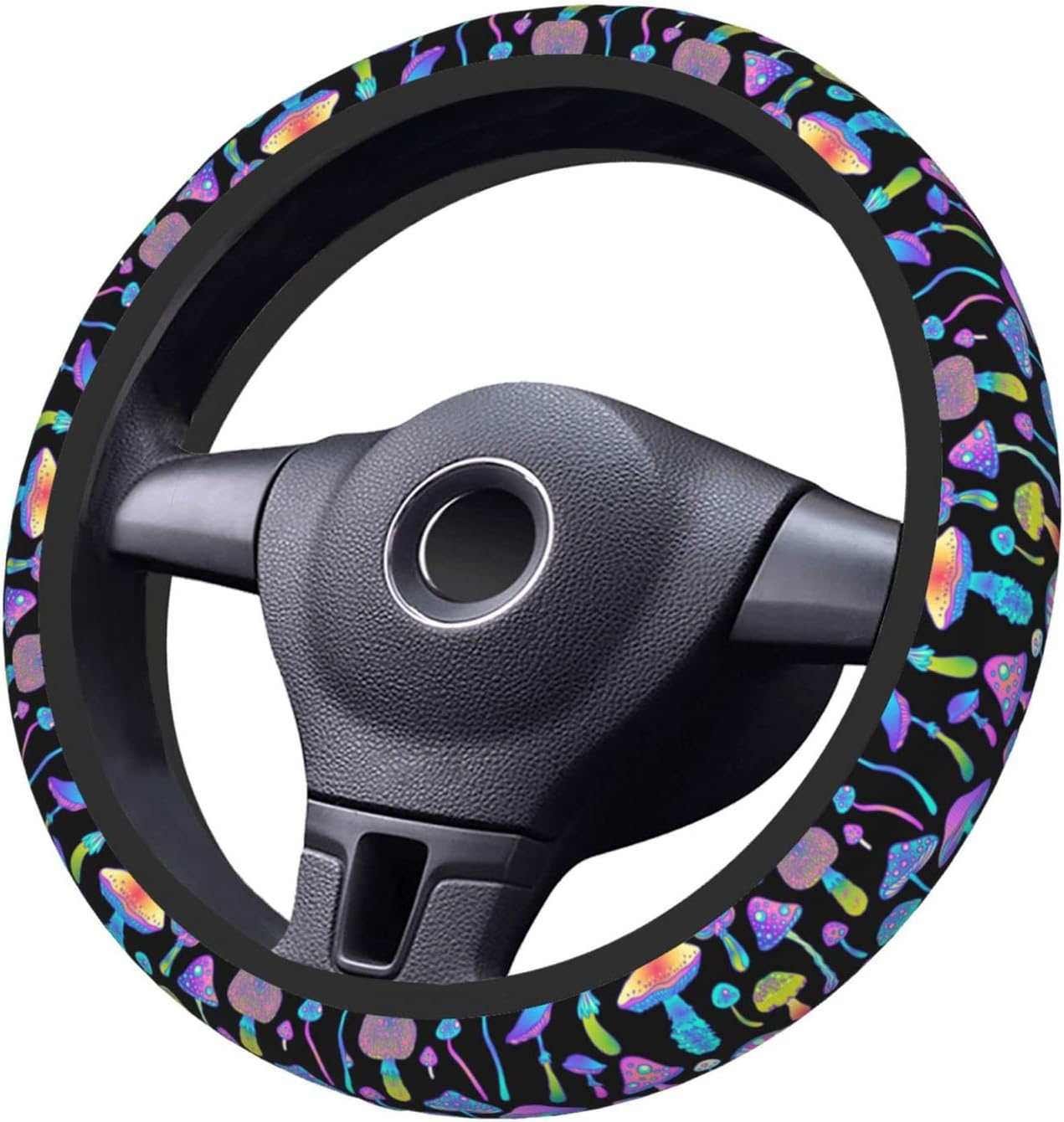 Colorful Mushroom Steering Wheel Cover Forest Psychedelic Mushroom  Automobile Neoprene Shell Anti-Skid Automobile Steering