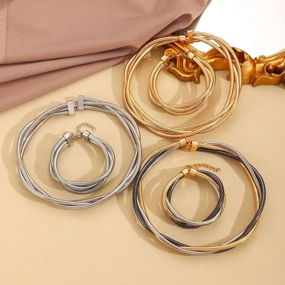 Creative Gift Alloy Bendable Snake Necklace Silver Color Gold Color Flexible Choker Twistable Punk Bracelet