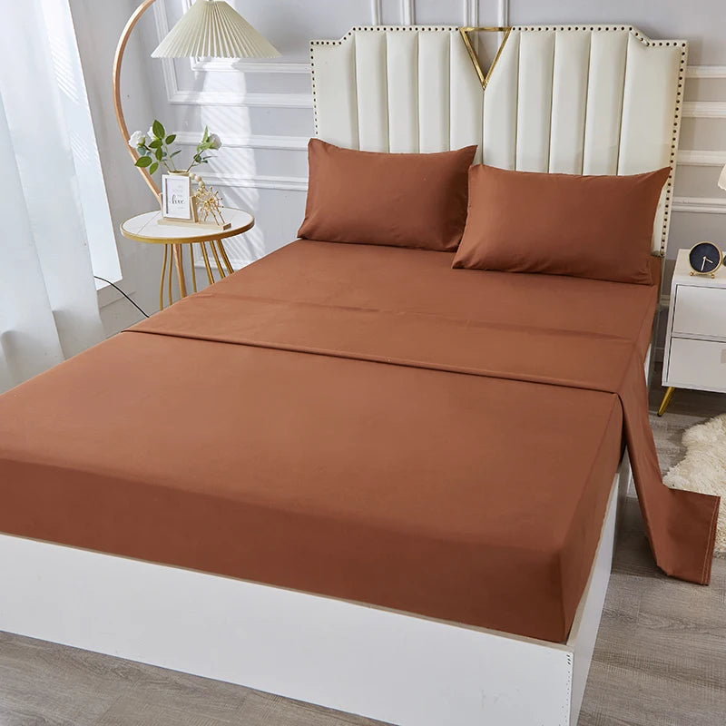 3/4pcs Bedding Set - Waterproof and Breathable Fitted Sheet Set for Bedroom, 1pc Flat sheet/ 1pc Fitted sheet /2pcs Pillowcases