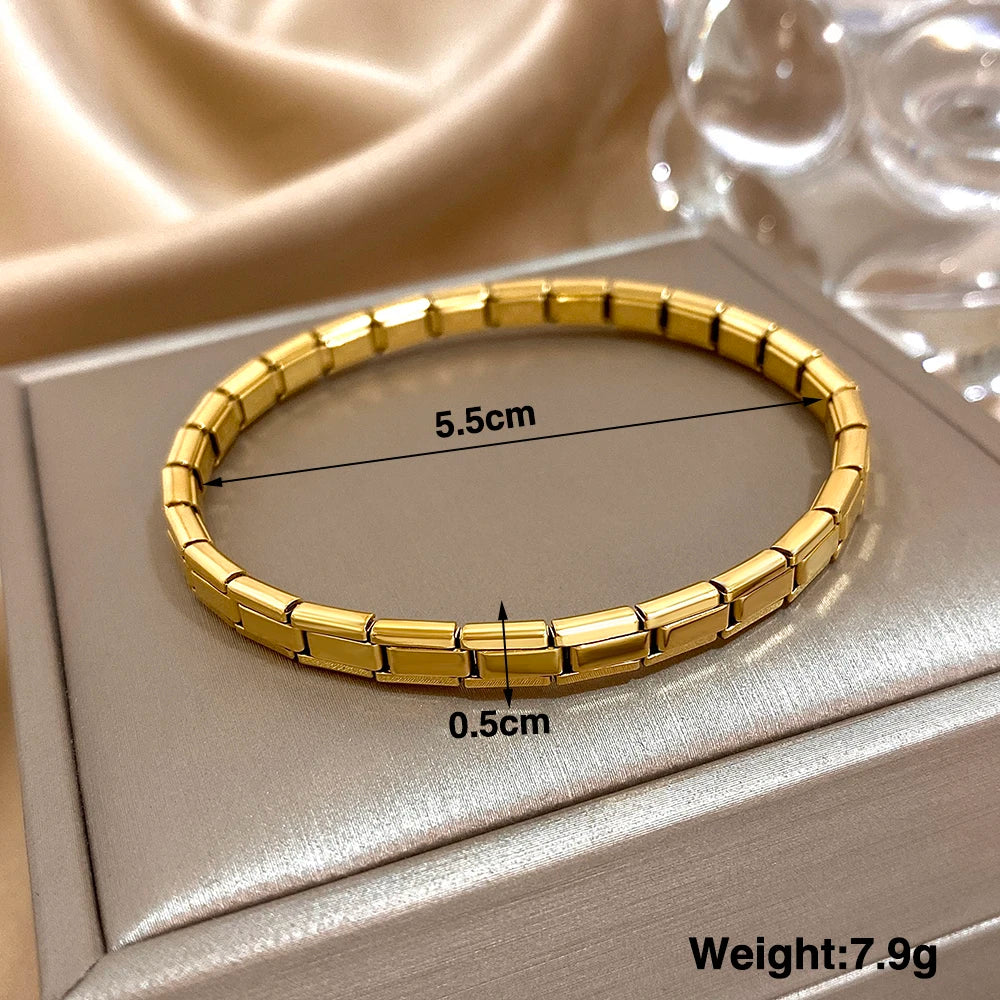 Greatera 5/10mm Two Tone Titanium Steel Bracelet Men Simple Elastic Metal Stainless Steel Watch Strap Women Detachable Bangle