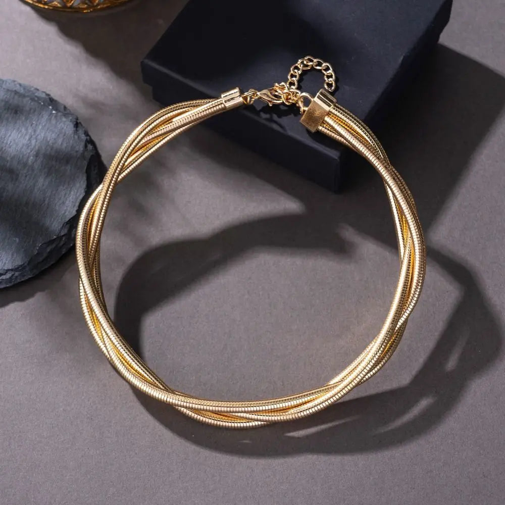 Creative Gift Alloy Bendable Snake Necklace Silver Color Gold Color Flexible Choker Twistable Punk Bracelet