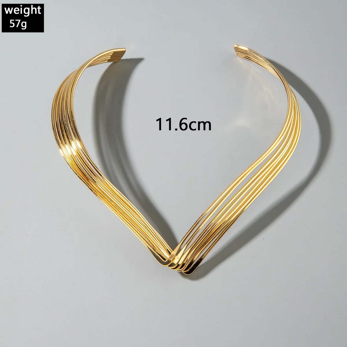 Tocona Vintage Exaggerated Gold Silver Colour Chunky Choker for Women Striped Collar Necklace with Adjustable Chain Jewelry