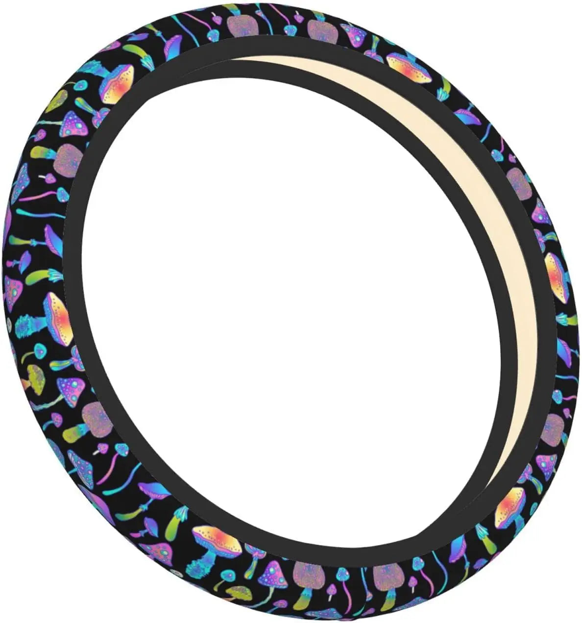 Colorful Mushroom Steering Wheel Cover Forest Psychedelic Mushroom  Automobile Neoprene Shell Anti-Skid Automobile Steering