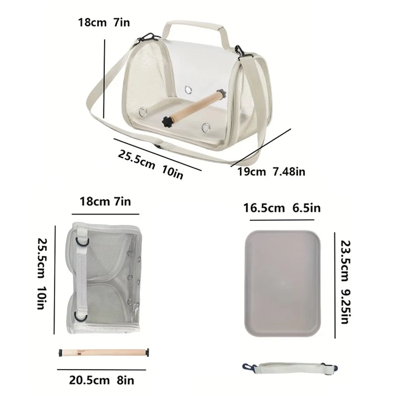 Portable Bird Travel Bag With Stand & Removable straps Breathable design Suitable for Small Pets and Birds Parrots Hamsters