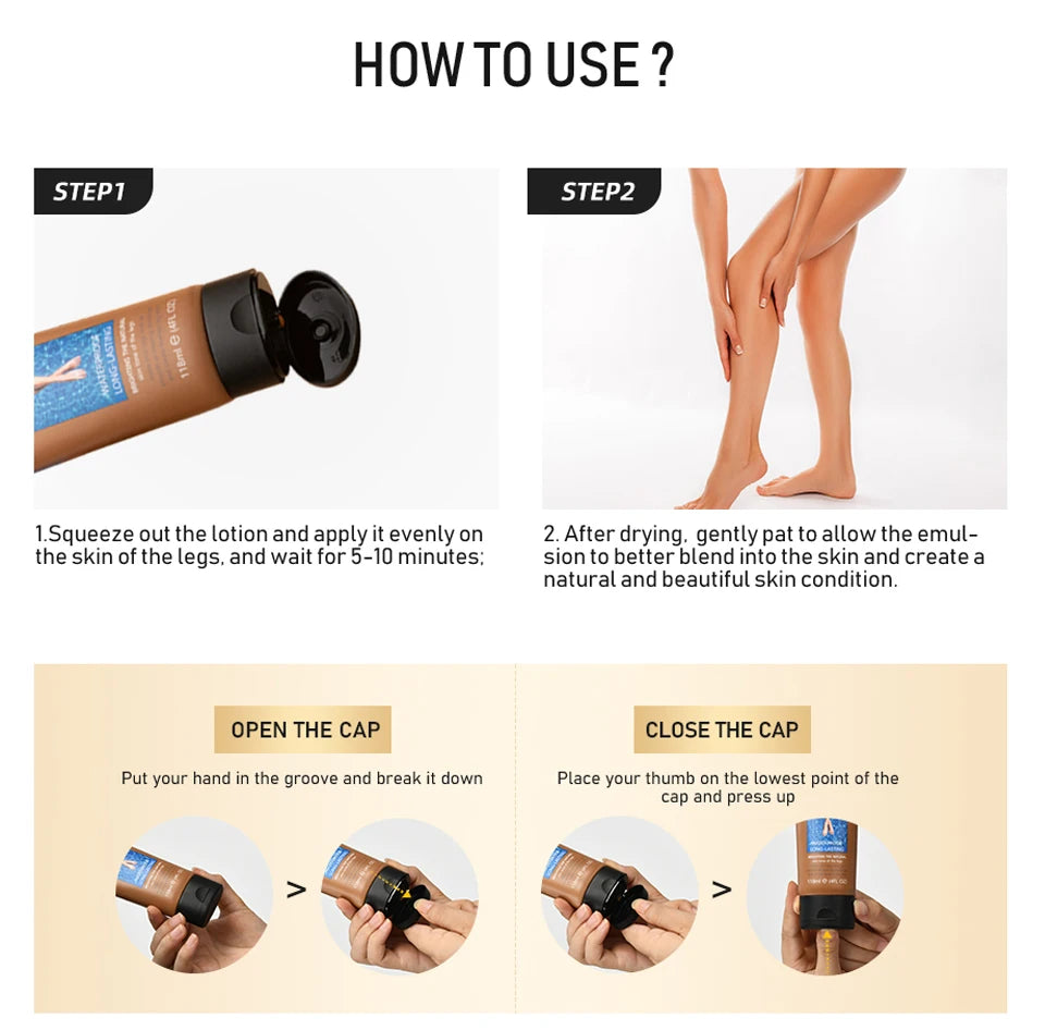 Leg Makeup Lotion Even Skin Tone Body Foundation Waterproof Long Lasting Body Tanning Cream Medium Bronze Leg Makeup