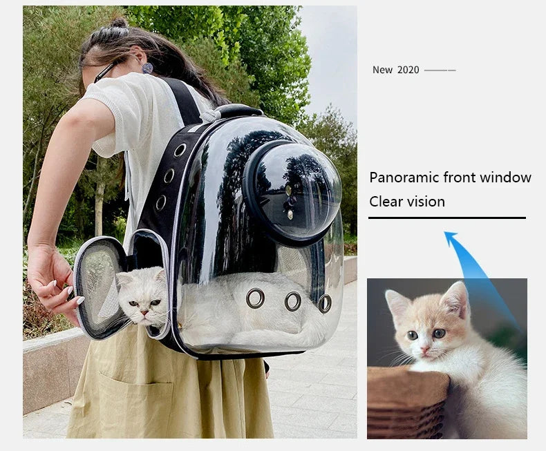 Premium Transparent Breathable SpaceCapsule Pet Backpack Lightweight Portable Carrier for Cats Dogs Travel Outdoor Comfortable