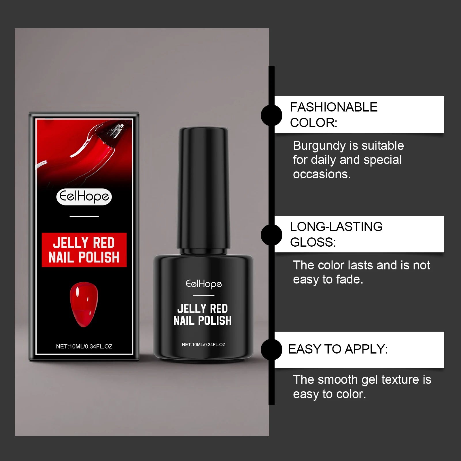 Jelly Ren Nail Polish High Color Rendering Quick Drying Smooth Texture Long-lasting Easy to use