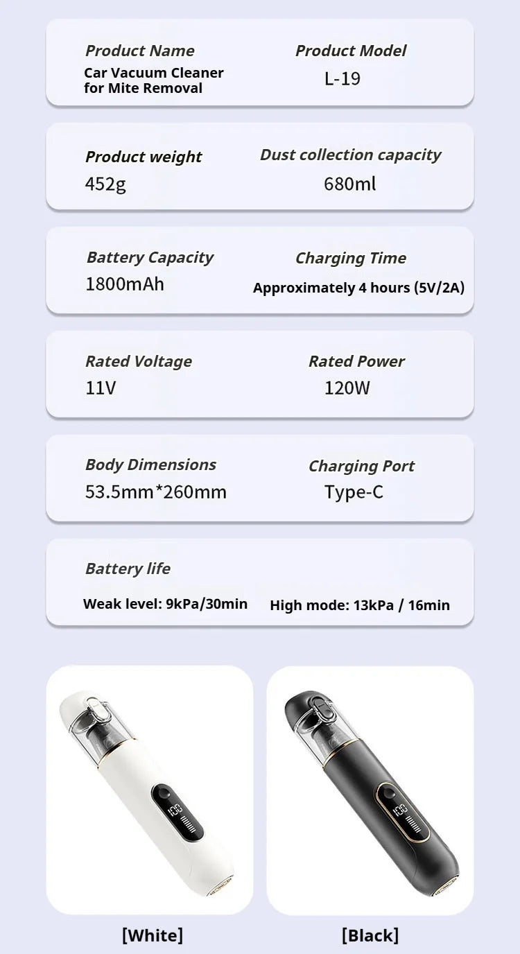 Uurmi Car Vacuum Cleaner 3 In1 Wireless Automobile Vacuum Cleaner Handheld Mini Dust Catcher