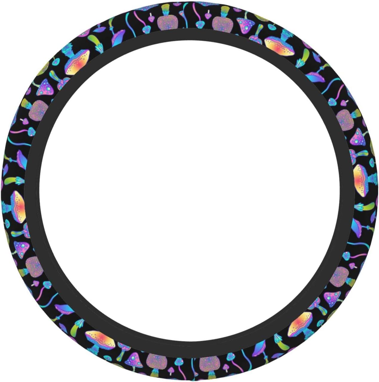 Colorful Mushroom Steering Wheel Cover Forest Psychedelic Mushroom  Automobile Neoprene Shell Anti-Skid Automobile Steering