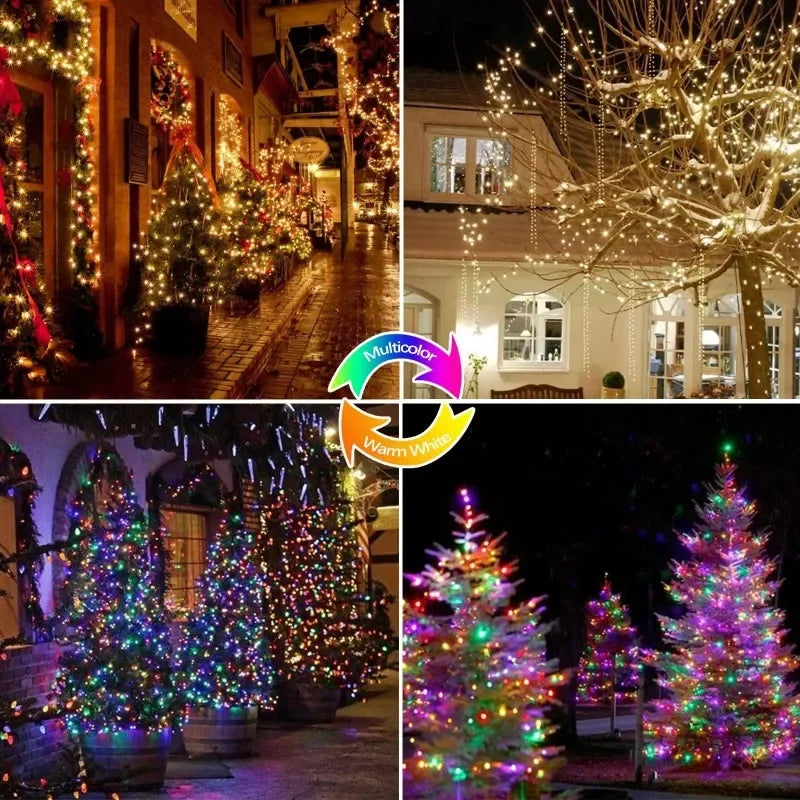 7m/12m/22m/32m/42m Solar Light String Outdoor Waterproof 8 Modes DIY Fairy Garland Lamp Garden Yard Wedding LED Decoration Light