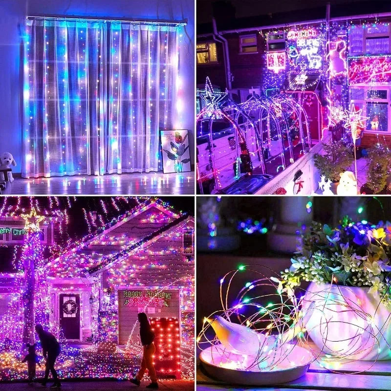 7m/12m/22m/32m/42m Solar Light String Outdoor Waterproof 8 Modes DIY Fairy Garland Lamp Garden Yard Wedding LED Decoration Light