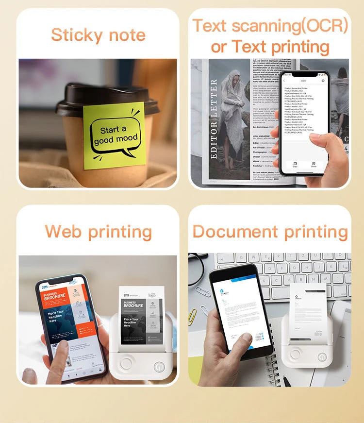 Dolewa D3 Portable Printer Thermal Paper Stickers Paper Mini Printers Labels Maker Printer for Error Printing Photo Printing