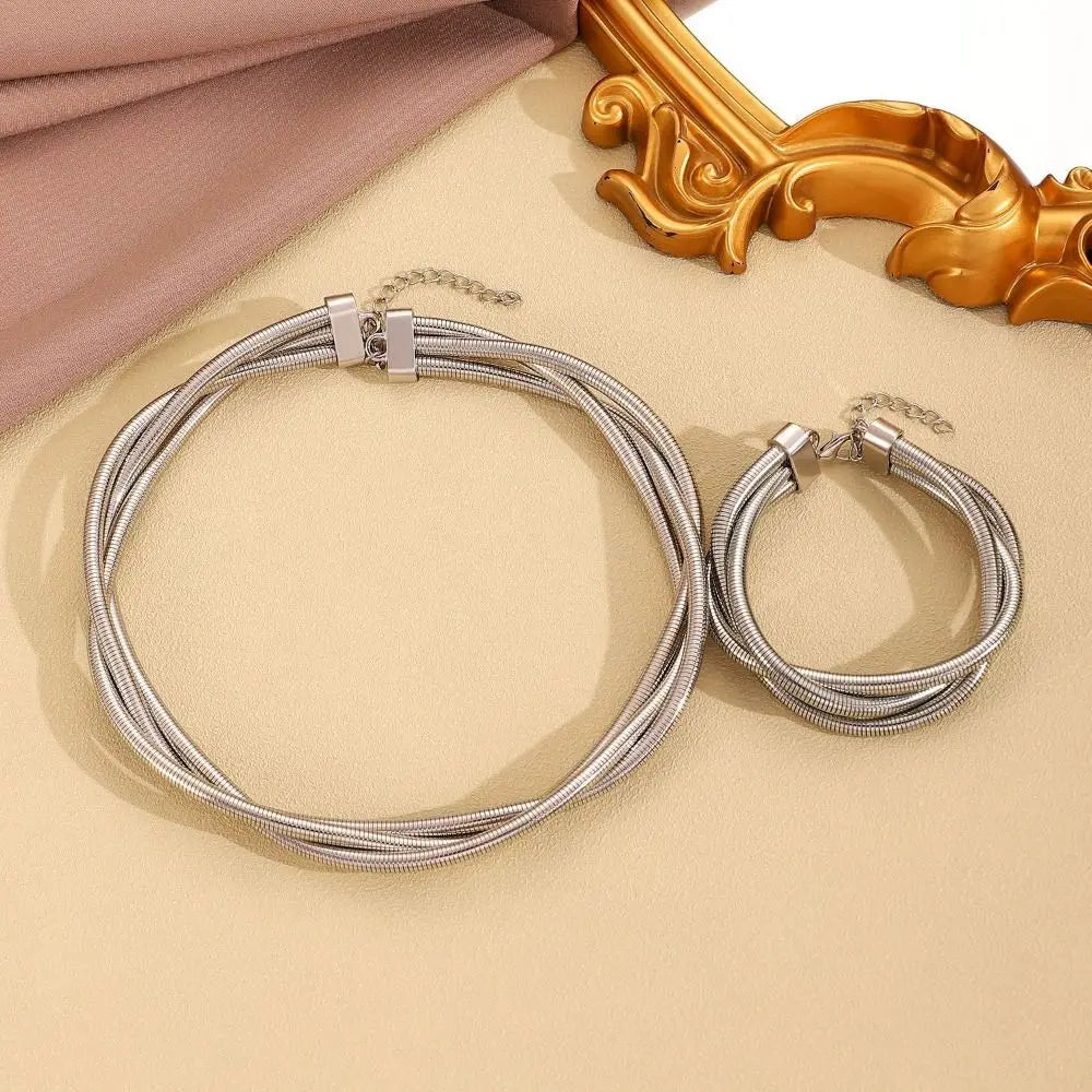 Creative Gift Alloy Bendable Snake Necklace Silver Color Gold Color Flexible Choker Twistable Punk Bracelet