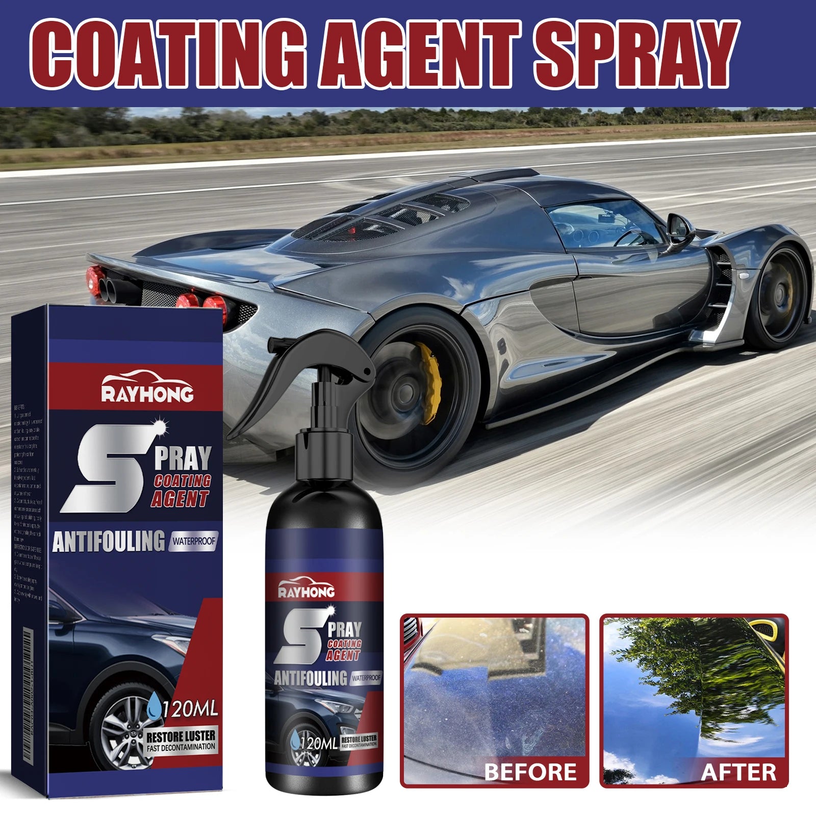 Rayhong Automobile Coating Spray Curing Paint Decontamination, Blackening and Brightening Automobile Coating Nano Coating Spray