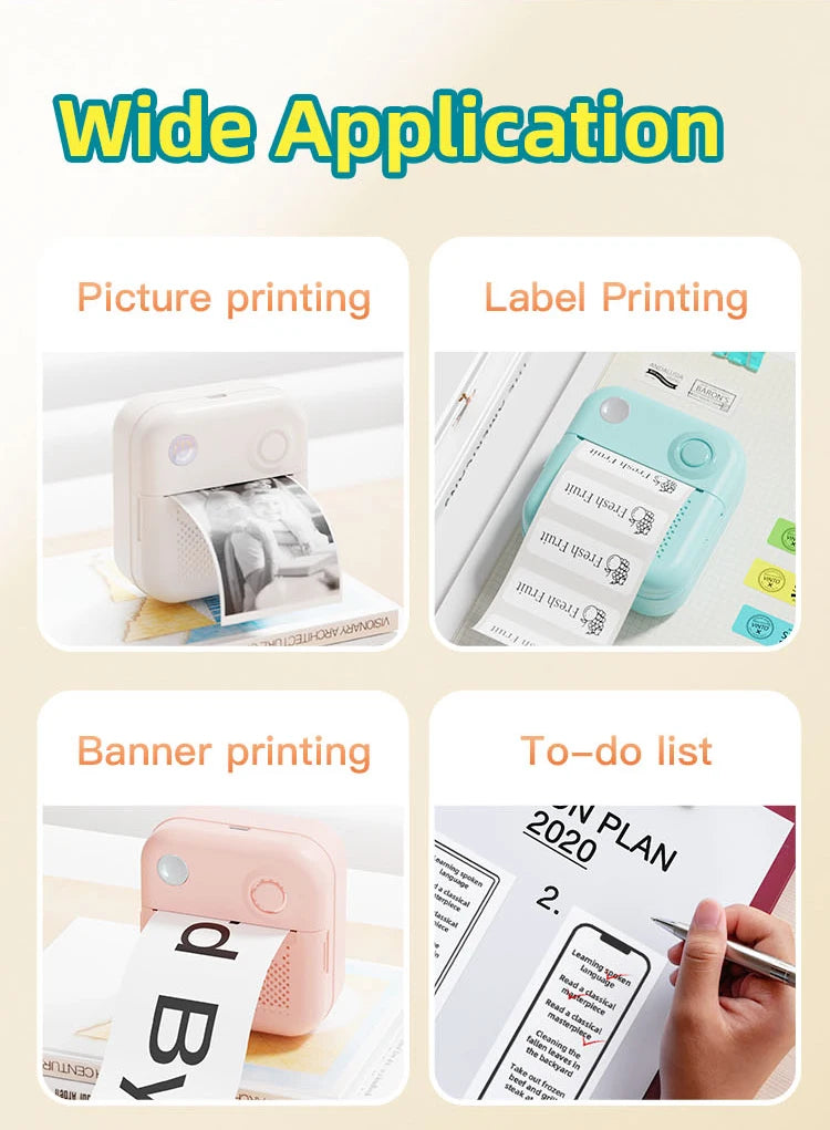 Dolewa D3 Portable Printer Thermal Paper Stickers Paper Mini Printers Labels Maker Printer for Error Printing Photo Printing