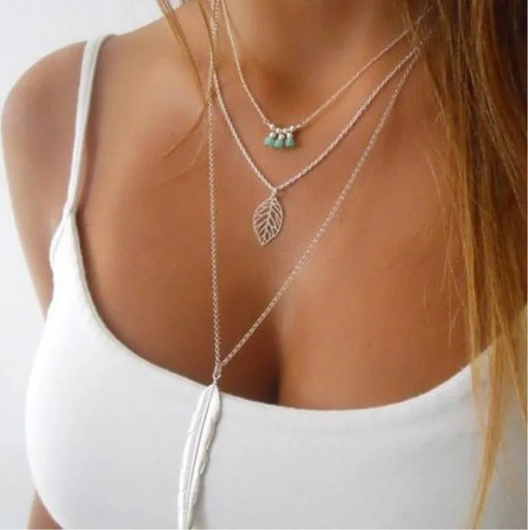 Tenande Vintage Clavicle Chain Necklaces Flowers Tassel Necklaces for Women Bohemian Jewelry Gifts