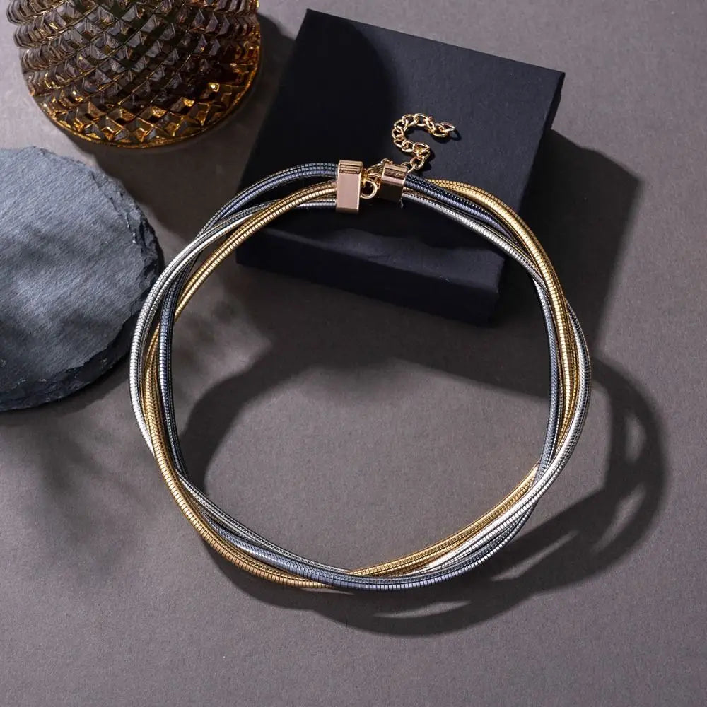 Creative Gift Alloy Bendable Snake Necklace Silver Color Gold Color Flexible Choker Twistable Punk Bracelet