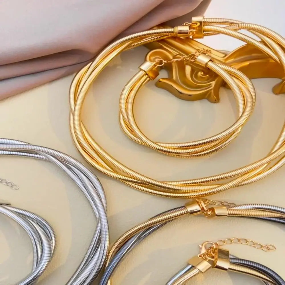 Creative Gift Alloy Bendable Snake Necklace Silver Color Gold Color Flexible Choker Twistable Punk Bracelet