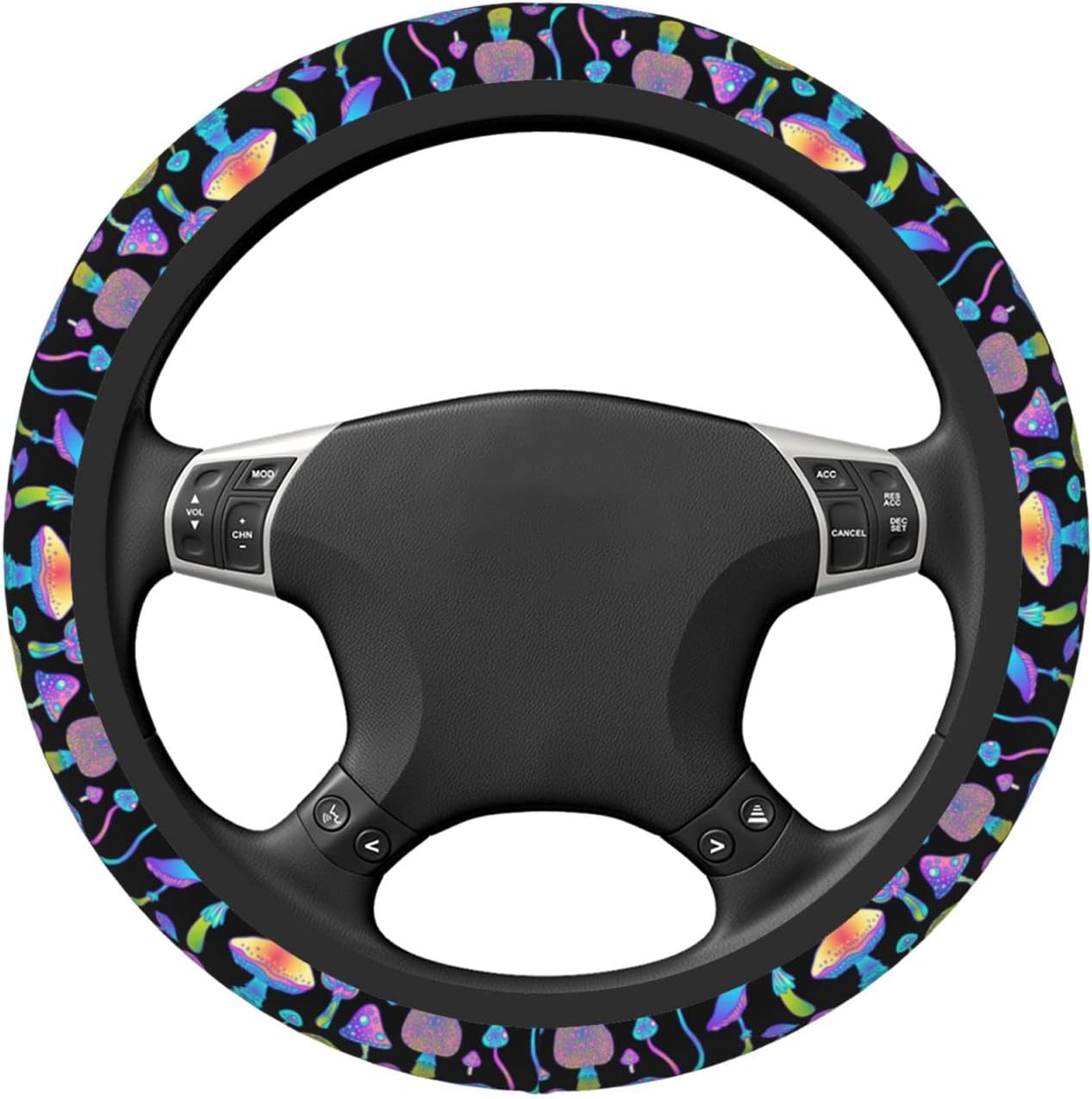 Colorful Mushroom Steering Wheel Cover Forest Psychedelic Mushroom  Automobile Neoprene Shell Anti-Skid Automobile Steering