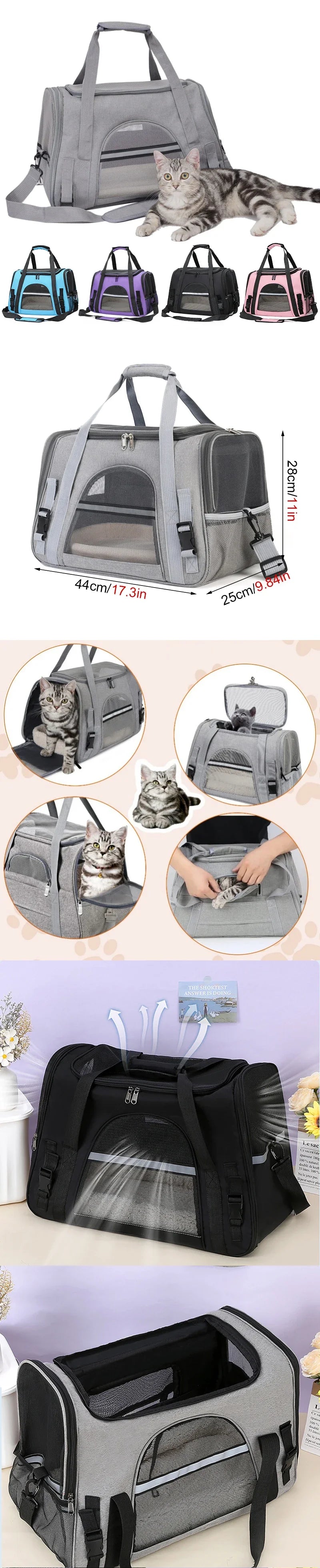 NEW Cat Bags Soft-Sided Portable Dog Carrier Mesh Breathable Carrier Bags Foldable Cats Handbag Travel Pet Bag Transport Bag