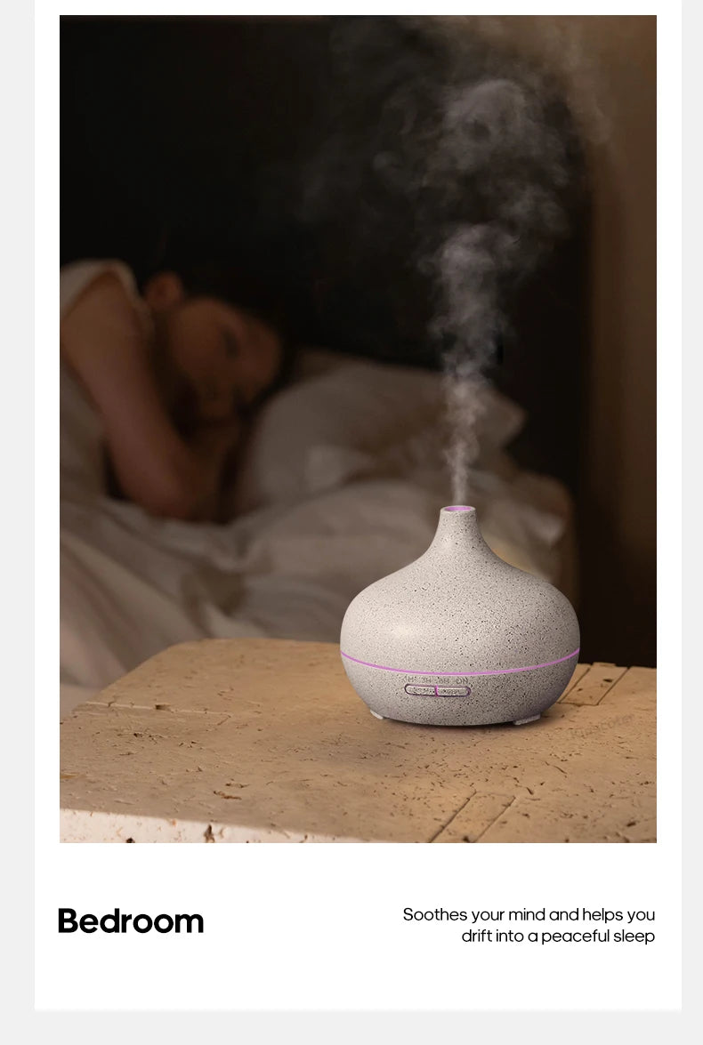KINSCOTER Wood Grain Aromatherapy Diffuser 300ml Essential Aroma Oils Ultrasonic Air Humidifier 3 Timers USB Color Light