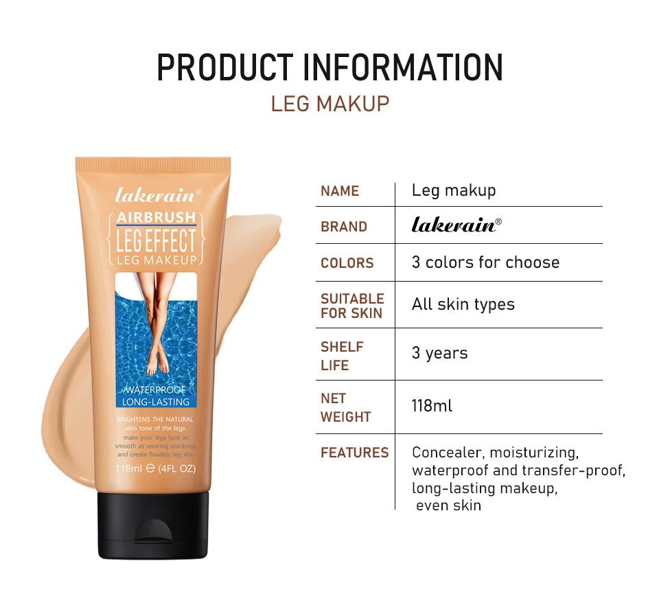 Leg Makeup Lotion Even Skin Tone Body Foundation Waterproof Long Lasting Body Tanning Cream Medium Bronze Leg Makeup