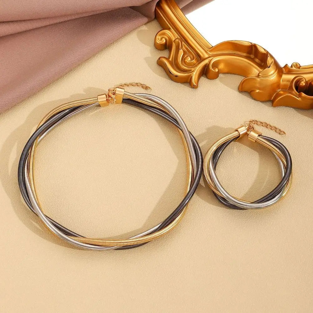Creative Gift Alloy Bendable Snake Necklace Silver Color Gold Color Flexible Choker Twistable Punk Bracelet