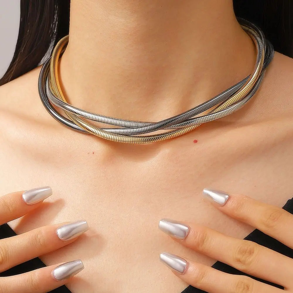 Creative Gift Alloy Bendable Snake Necklace Silver Color Gold Color Flexible Choker Twistable Punk Bracelet