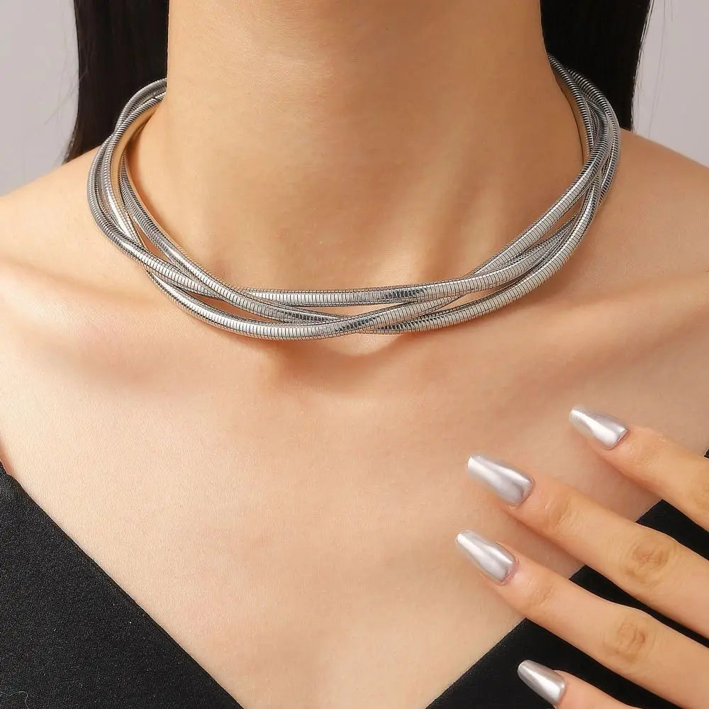 Creative Gift Alloy Bendable Snake Necklace Silver Color Gold Color Flexible Choker Twistable Punk Bracelet