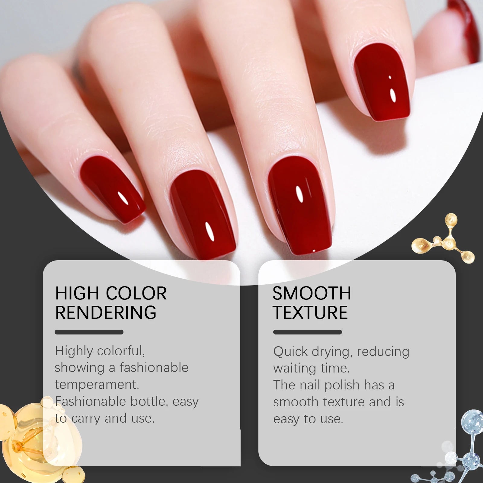 Jelly Ren Nail Polish High Color Rendering Quick Drying Smooth Texture Long-lasting Easy to use