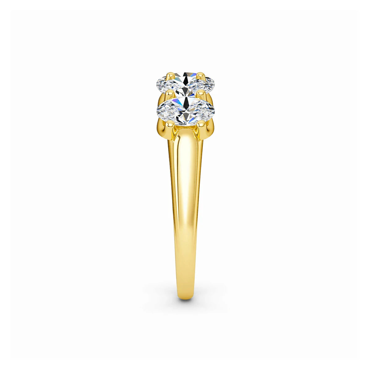 Oval 14K Yellow Gold Engagement Ring GRA Certified Moissanite Row Band 5 Stone 1.5ctw 100% Authentic for Women Wedding Jewelry