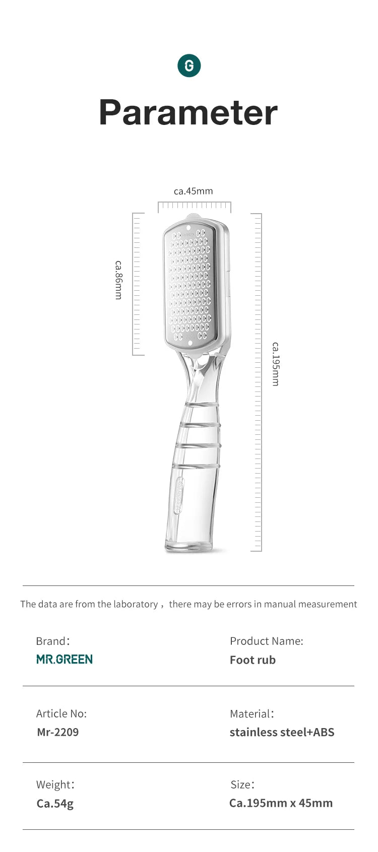 MR.GREEN Pedicure Tools Foot File Heels Rasps callus remover for feet Scraper With Storage Box Stainless Steel File