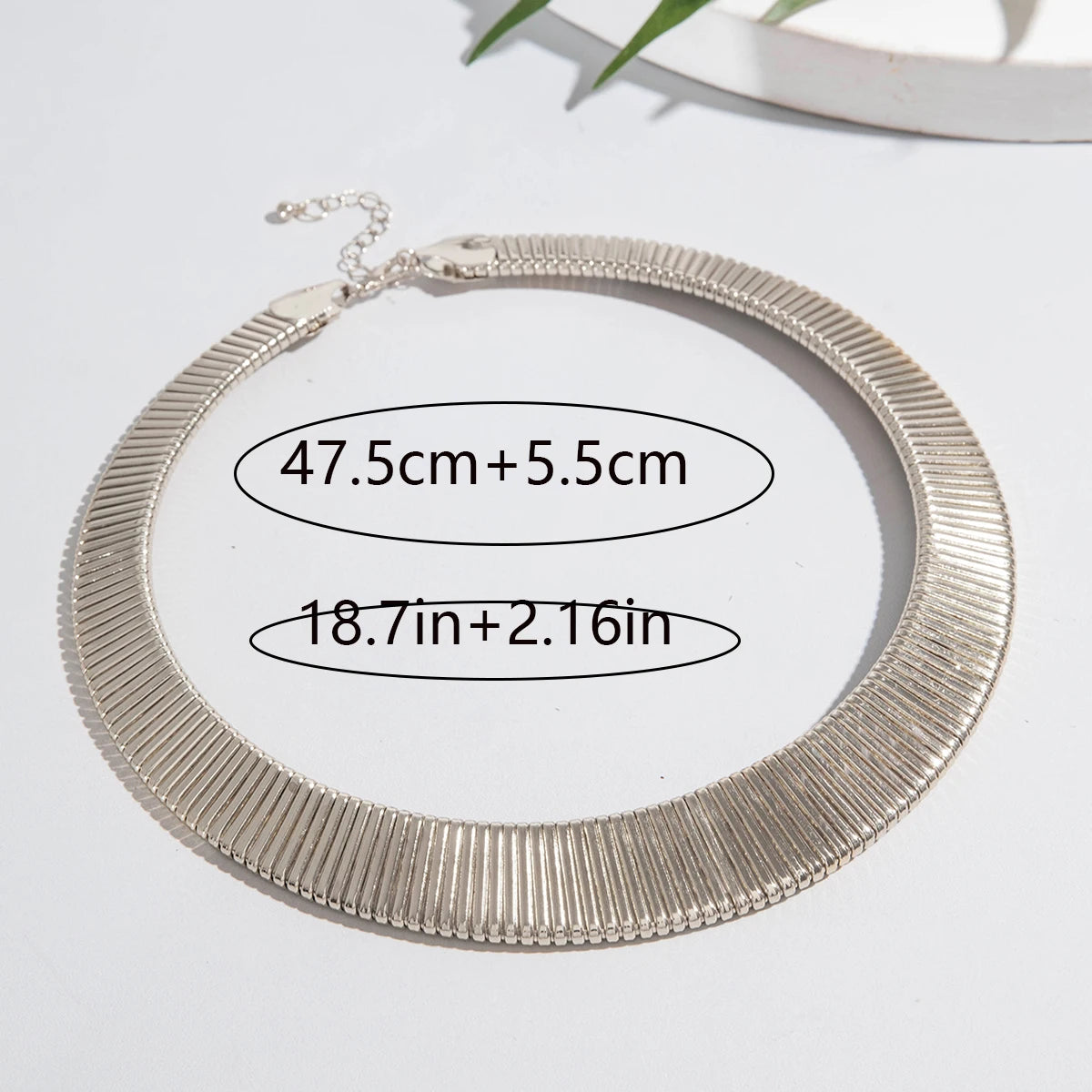 Tocona Vintage Exaggerated Gold Silver Colour Chunky Choker for Women Striped Collar Necklace with Adjustable Chain Jewelry