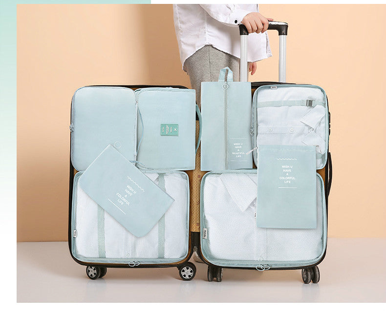NNEDSZ Grey Travel Packing Cube Set - 7-Piece Luggage Organizer for Clothes, Toiletries, and Accessories