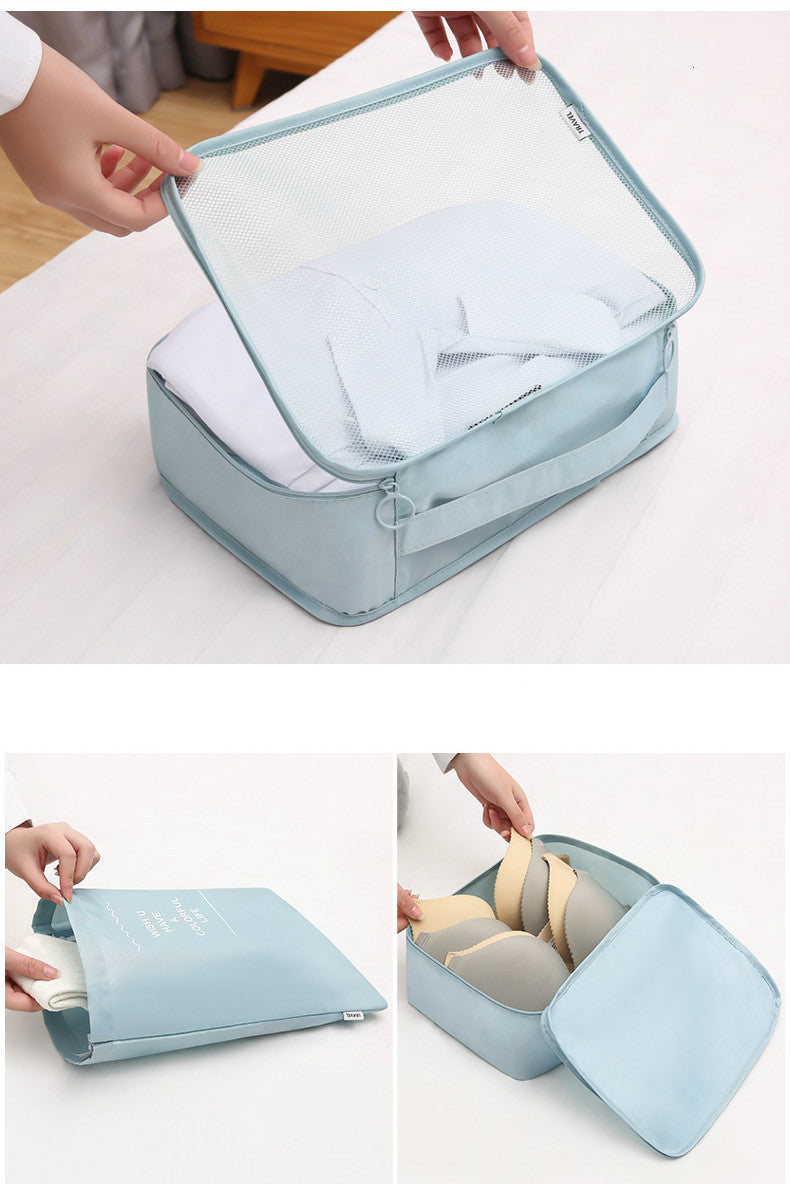 NNEDSZ Grey Travel Packing Cube Set - 7-Piece Luggage Organizer for Clothes, Toiletries, and Accessories